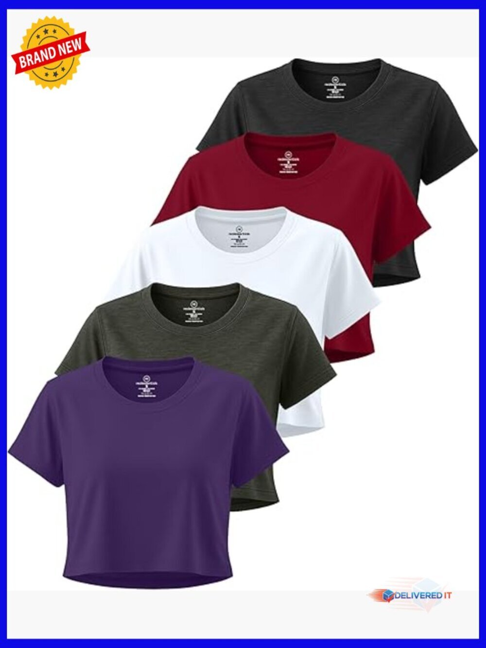 5 Pack Dry-Fit Crop Top Short Sleeve Workout Tees
